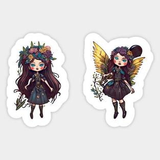 Cute Creepy Goth Fairy Duo Sticker